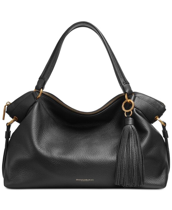 ダナ キャラン ニューヨーク レディース バッグ ハンドバッグ レザー Donna Karan New York Donna Karan Glenwood Top Handle Leather Satchel with Tassel Detail ” Blk/gold ゴールド