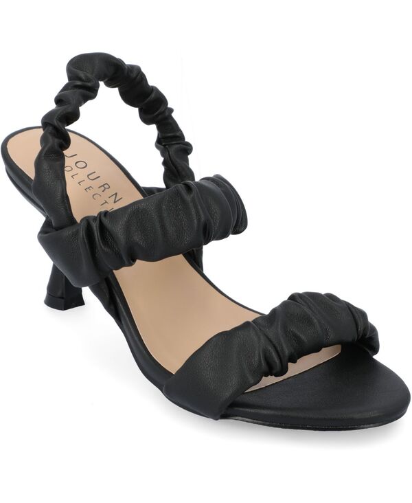 ジュルネ コレクション レディース シューズ サンダル ギャザー Journee Collection Women's Amaree Ruched Sandals Black ブラック