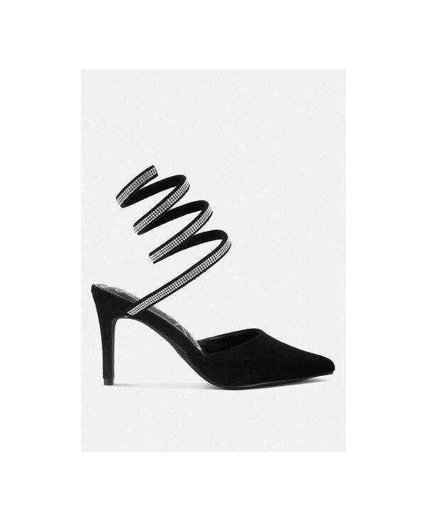 ロンドンラグ レディース シューズ サンダル London Rag Women's Elvira rhinestone embellished strap up sandals Black ブラック