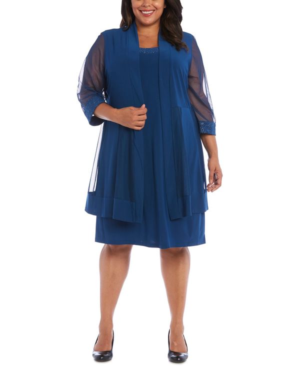楽天市場 楽天市場 アールアンドエムリチャーズ レディース ワンピース トップス Plus Size Embellished Dress Jacket Peacock Revida 楽天市場店 春夏新色 Advance Com Ec