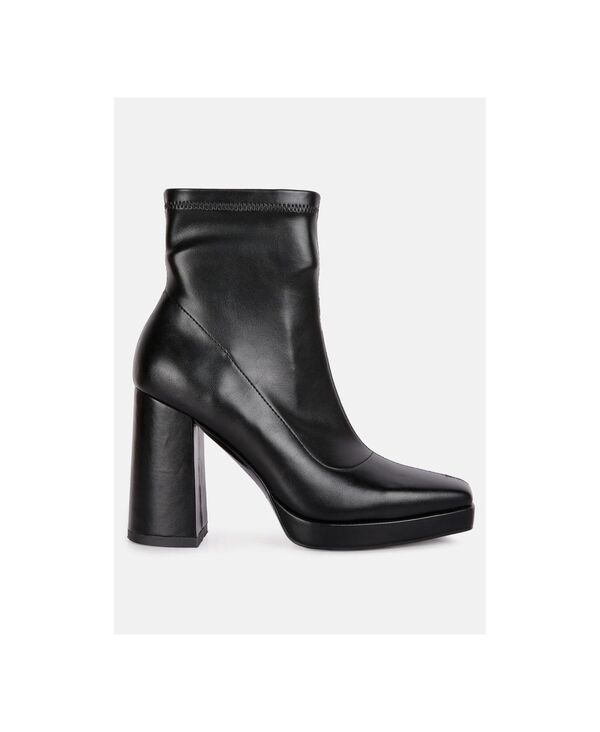 ロンドンラグ レディース シューズ ブーツ・レインブーツ アンクル ブーツ ヒール London Rag tintin square toe ankle heeled boots Black ブラック|ReVida 店