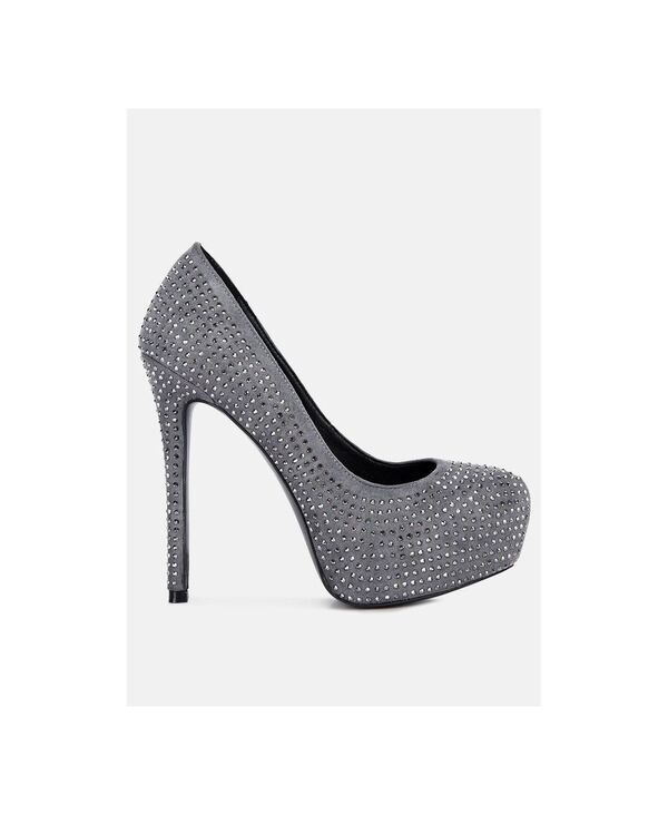 ロンドンラグ レディース シューズ パンプス スエード ヒール London Rag Clarisse diamante faux suede high heeled pumps Grey グレー|ReVida 店