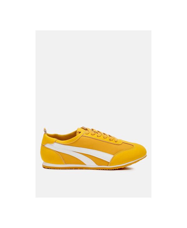 ロンドンラグ レディース シューズ スニーカー レース レザー フェイクレザー London Rag Montek Faux Leather Lace-Up Sneakers Yellow イエロー｜ReVida 店