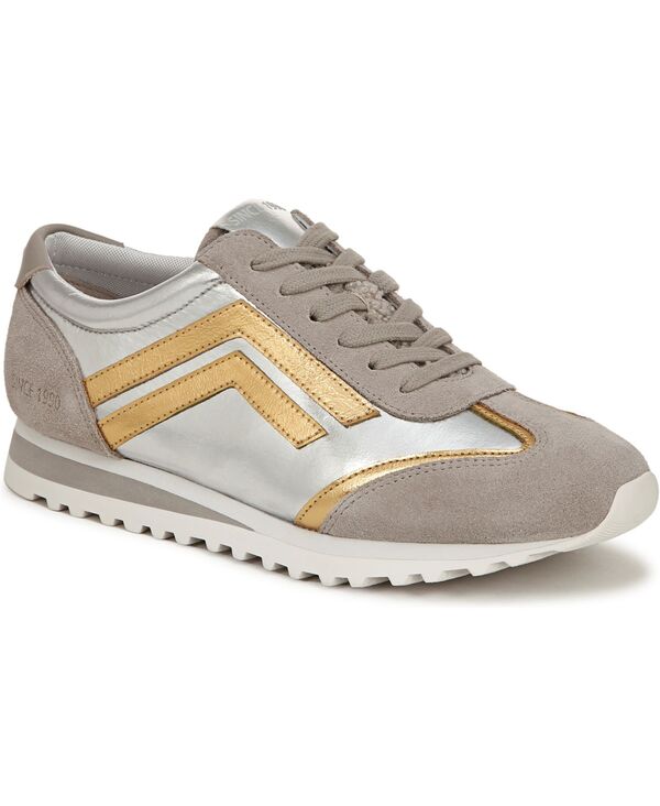 フランコサルト レディース シューズ スニーカー オックスフォード Franco Sarto Matera Oxford Sneakers Silver Leather/Suede/Faux Leather しろがね色