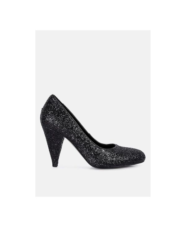 ロンドンラグ レディース シューズ パンプス ヒール London Rag sugar plum glitter conical heel pumps Black ブラック｜ReVida 店