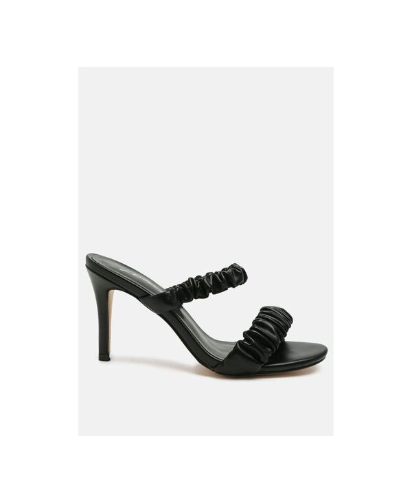 ロンドンラグ レディース シューズ サンダル ギャザー ヒール London Rag Qualie ruched strap stiletto heel sandals Black ブラック