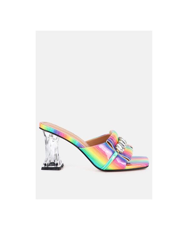 ロンドンラグ レディース シューズ サンダル ヒール London Rag Women's Deeba Diamante Embellishment Clear Spool Heel Sandals Rainbow