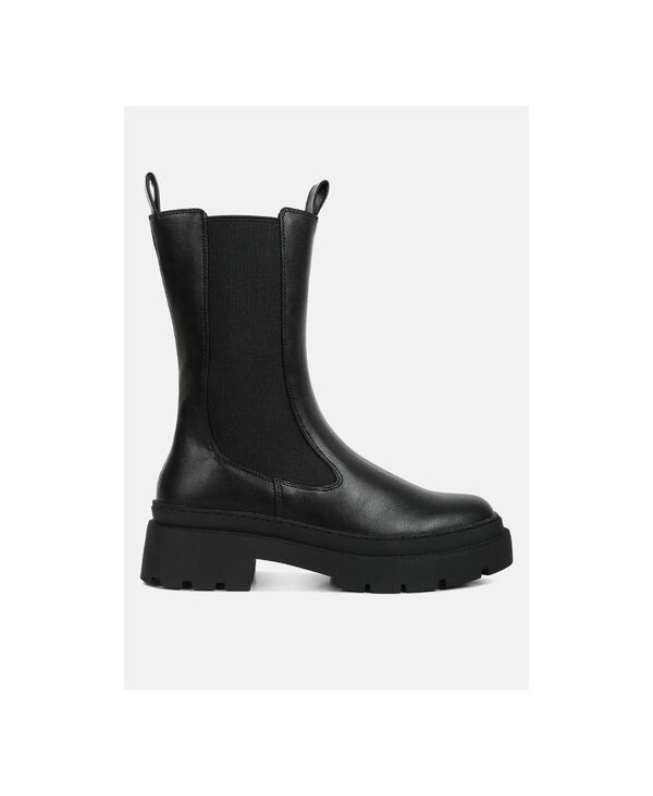 ロンドンラグ レディース シューズ ブーツ・レインブーツ London Rag Womens jolt elasticated gussets lug sole boots Black ブラック