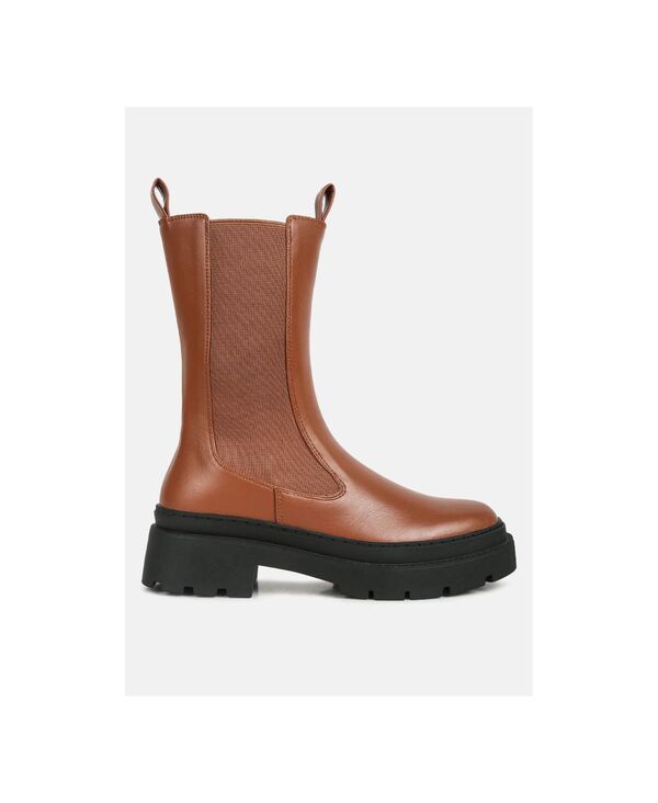 ロンドンラグ レディース シューズ ブーツ・レインブーツ London Rag Womens jolt elasticated gussets lug sole boots Tan タン