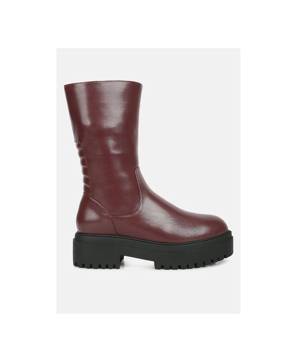 ロンドンラグ レディース シューズ ブーツ・レインブーツ London Rag Women's Lewisa Panelled Lug Sole Boots Burgundy バーガンディ