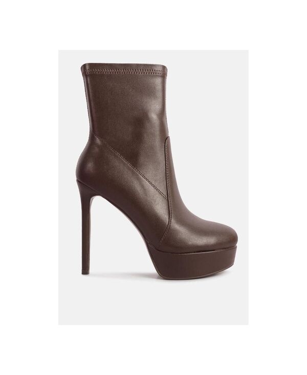 ロンドンラグ レディース シューズ ブーツ・レインブーツ ヒール London Rag Rossetti stretch pu high heel boots Brown ブラウン