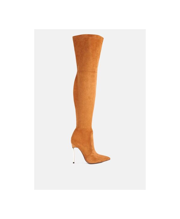 ロンドンラグ レディース シューズ ブーツ・レインブーツ スエード ブーツ London Rag jaynetts stretch suede micro over the knee boots Tan タン｜ReVida 店