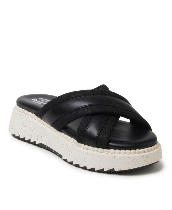 ディアフォームズ レディース シューズ サンダル プラットフォーム Dearfoams Women's Daisy Cross Strap Platform Sandal Black ブラック｜ReVida 店