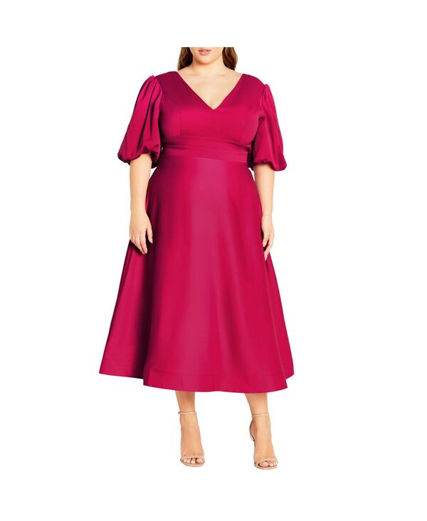 シティーシック レディース トップス ワンピース プラスサイズ CITY CHIC Plus Size Lula Dress Lipstick pink ピンク｜ReVida 店