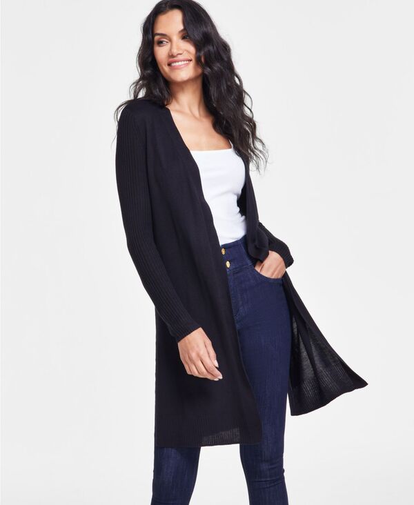 アイ.エヌ.シー インターナショナル コンセプト レディース アウター ニット・セーター I.N.C. International Concepts Women's Open-Front Duster Deep Black ブラック 13,121円