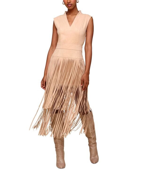 アヴェックレフィーユ レディース トップス ワンピース ティアード ノースリーブ フリンジ Avec Les Filles Women's Tiered-Fringe Sleeveless Dress Biscuit