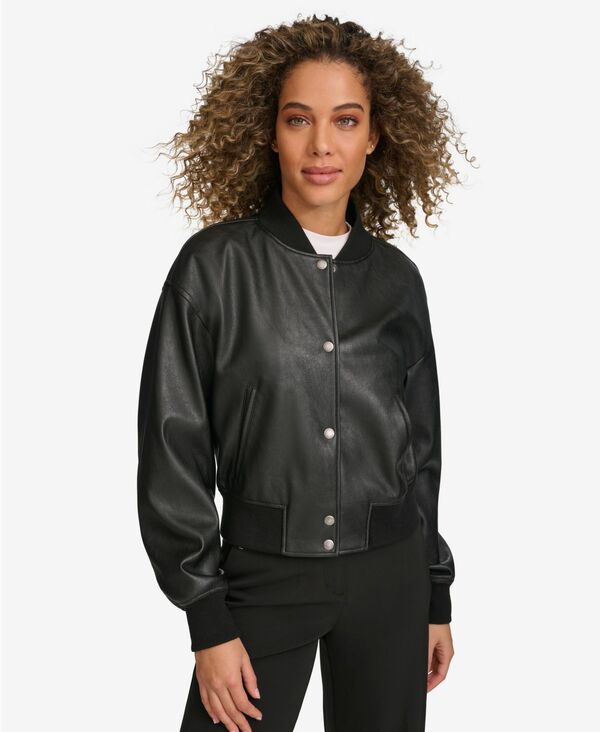 リーバイス レディース アウター ジャケット・ブルゾン レザー フェイクレザー ジャケット Levi's Women's Faux Leather Varsity Bomber Jacket Black ブラック|ReVida 店