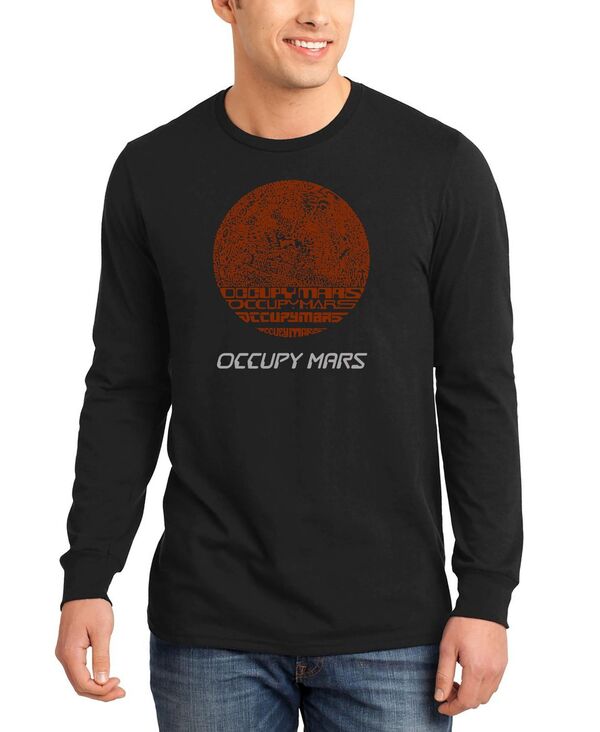 エルエーポップアート メンズ トップス Tシャツ LA Pop Art Men's Occupy Mars Word Art Long Sleeve T-shirt Black ブラック