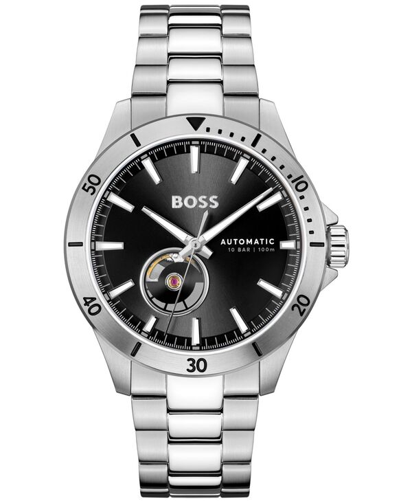 ヒューゴボス メンズ 付属品 ウオッチ プルオーバー Hugo Boss Men\u0027s Troper Automatic Mech-Automatic Stainless Steel Watch 43粍 Silver-tone しろがね色