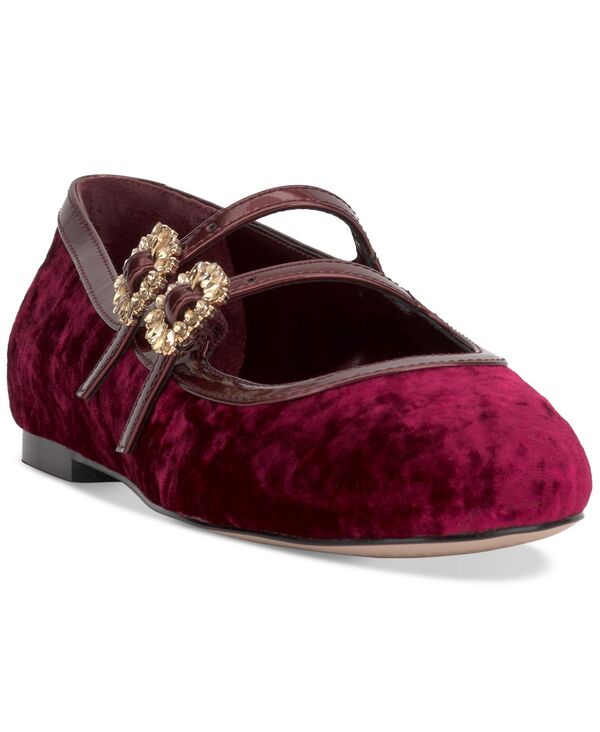 【送料無料】 ジェシカシンプソン レディース パンプス シューズ Women's Allista Buckle Strappy Ballet Flats Oxblood Crushed Velvet画像