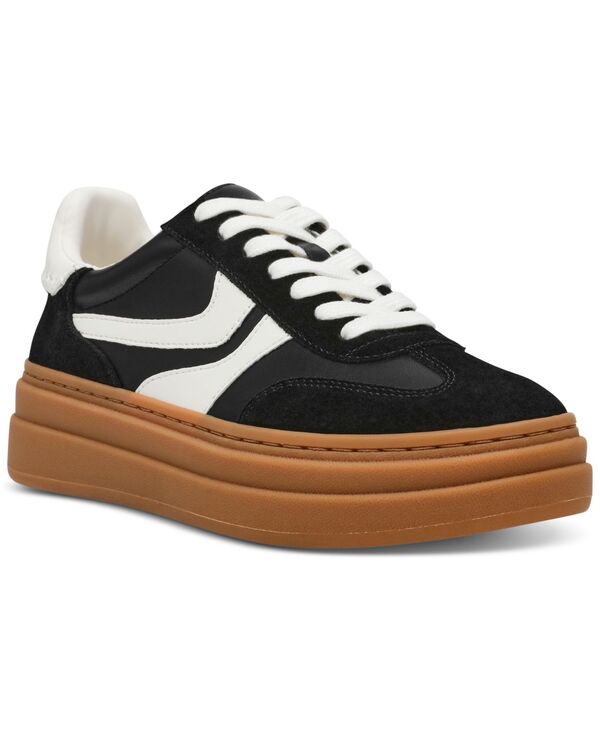 スティーブ マデン レディース シューズ スニーカー プラットフォーム レース Steve Madden Women's Dodge Triple Platform Lace-Up Sneakers Black/White Multi ホワイト