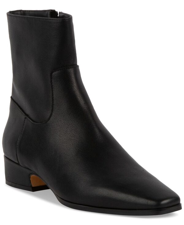 スティーブ マデン レディース シューズ ブーツ・レインブーツ ヒール Steve Madden Women's Dusty Block-Heel Booties Black Leather ブラック