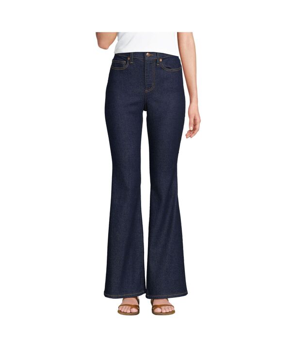 ランズエンド レディース ボトムス カジュアルパンツ プチ デニム ジーンズ Lands' End Petite Recover Denim High Rise Skinny Flare Jeans River rinse デニム｜ReVida 店