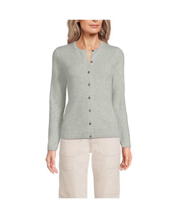 ランズエンド レディース アウター ニット・セーター カーディガン Lands' End Women's Cashmere Cardigan Sweater Gray/black donegal ブラック
