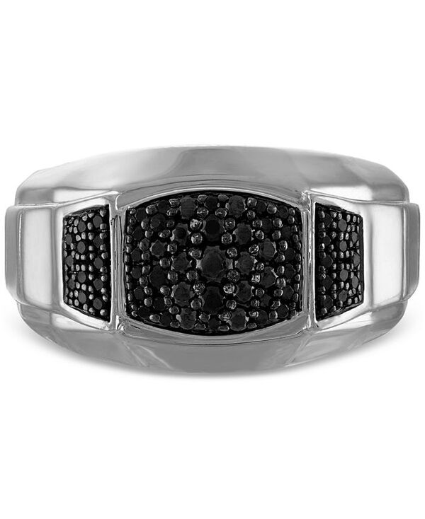 ブロバ メンズ アクセサリー リング Bulova Marc Anthony Men's Black Diamond Triple Cluster Ring (1/2 ct. t.w.) in Sterling Silver-Plate BVR1025-WSAA No Color ブラック