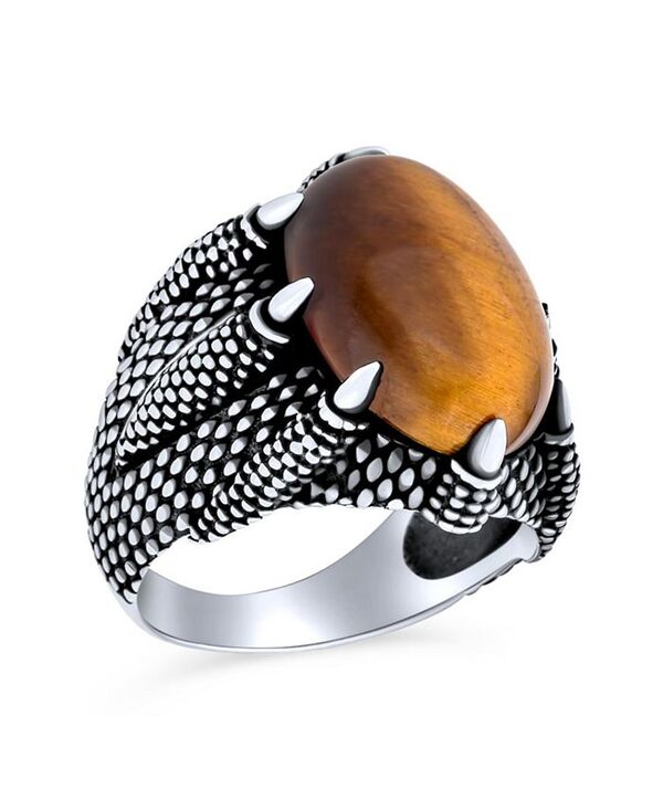 ブリング レディース アクセサリー リング Bling Jewelry Big Retro Stripe Statement Oval Signet Natural Tiger Eye Claw Ring Brown tigers eye ブラウン