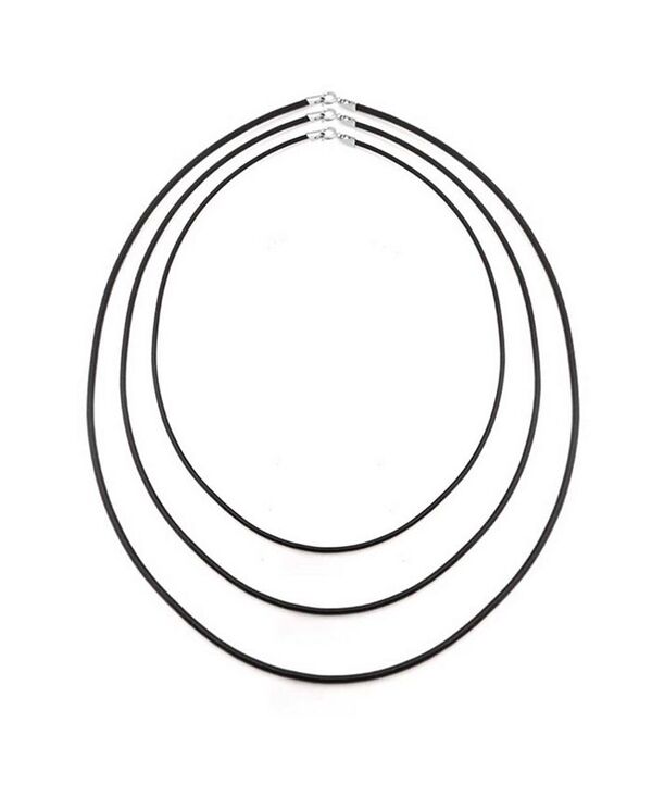 ブリング レディース アクセサリー ネックレス・チョーカー・ペンダントトップ Tシャツ レース Bling Jewelry Unisex Set of Three 16 18 20 Inch Black Rubber Necklace Pendant Cord For Women For Men Teen .925 Sterling Black 16 18 20 ブラック