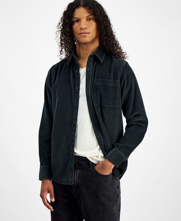 サンストーン メンズ トップス シャツ コーデュロイ Sun + Stone Men's Long Sleeve Button-Front Corduroy Shirt Black Shadow ブラック