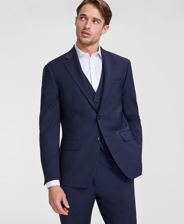カルバンクライン メンズ アウター ジャケット・ブルゾン ウール ジャケット Calvin Klein Men's Slim-Fit Wool-Blend Stretch Suit Jackets Navy ネイビー|ReVida 店