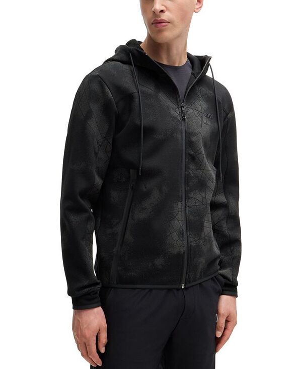 ヒューゴボス レディース アウター パーカー・スウェット パーカー Hugo Boss Men ’ s Reflective Artwork Zip-Up Hoodie Black ブラック|ReVida 店