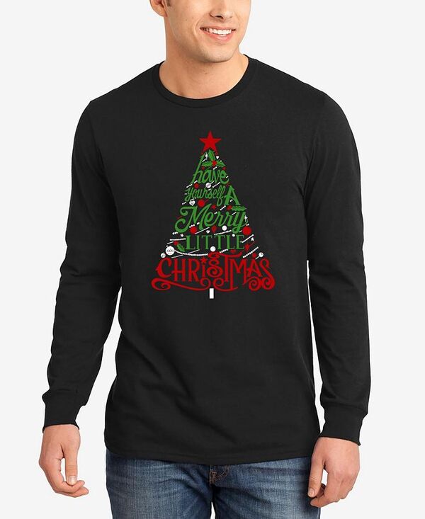 エルエーポップアート メンズ トップス Tシャツ LA Pop Art Men's Have Yourself a Merry Little Christmas Word Art Long Sleeve T-Shirt Black ブラック