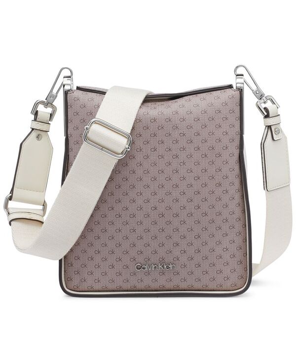 カルバンクライン レディース バッグ ショルダーバッグ ミニ Calvin Klein Fay Mini Signature Adjustable Crossbody with Magnetic Top Closure Almond Taupe/Cherub White ホワイト