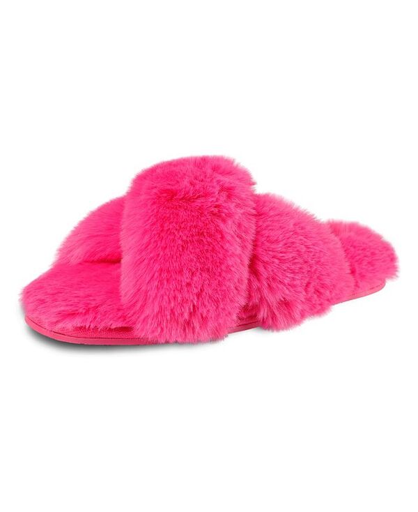ジェシカシンプソン レディース シューズ サンダル プラスサイズ Jessica Simpson Women's Extra Soft High Plush Cross Band Slide Slippers Neon Pink ピンク