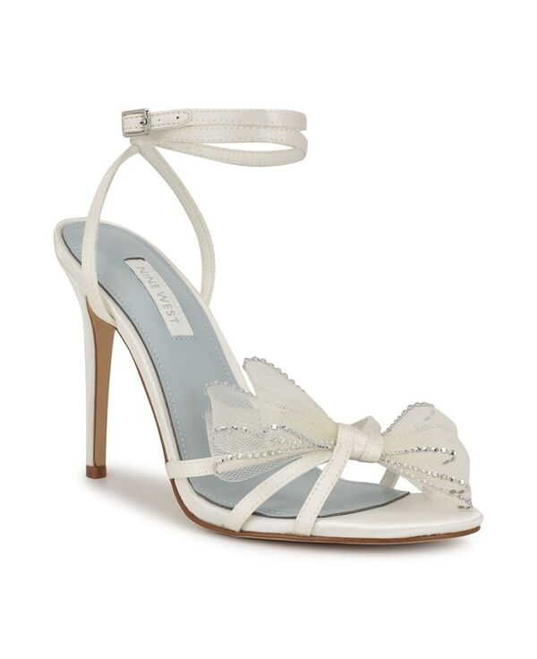 ナインウェスト レディース シューズ サンダル ヒール Nine West Women's Minky Bridal Stiletto Heel Dress Sandals White Satin ホワイト｜ReVida 店