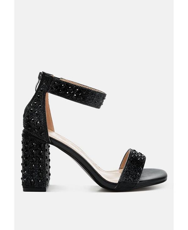 ロンドンラグ レディース シューズ サンダル スパンコール London Rag Cady Rhinestones And Sequins Block Sandals Black ブラック