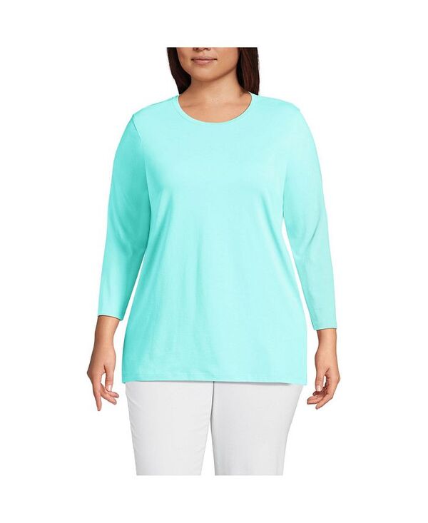 ランズエンド レディース トップス シャツ プラスサイズ コットン Lands' End Plus Size 3/4 Sleeve Cotton Supima Tunic Pale aqua ice アクア