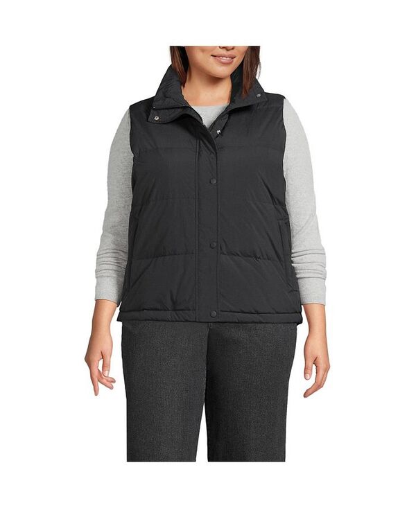 ランズエンド レディース アウター ジャケット・ブルゾン プラスサイズ ベスト ダウン Lands' End Plus Size Wide Channel 600 Down Puffer Vest Black ブラック