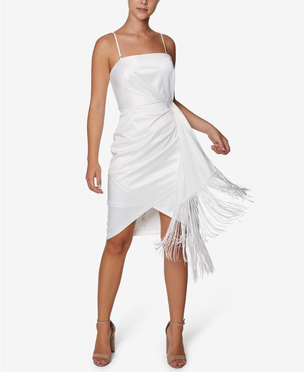 レディースファッション ワンピース レディース ランドリーバイシェリーシーガル ワンピース Ivory Dress Bodycon Fringe Faux Wrap トップス 日本最級 Www Rrj Mu