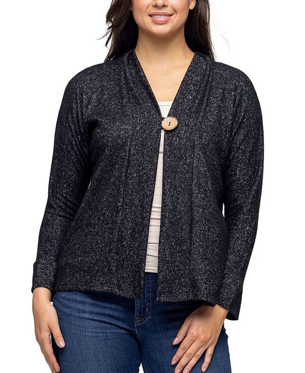 24 セブンコンフォート レディース アウター ニット・セーター カーディガン 24seven Comfort Apparel Women's Single Button Front Long Sleeve Cardigan Black ブラック
