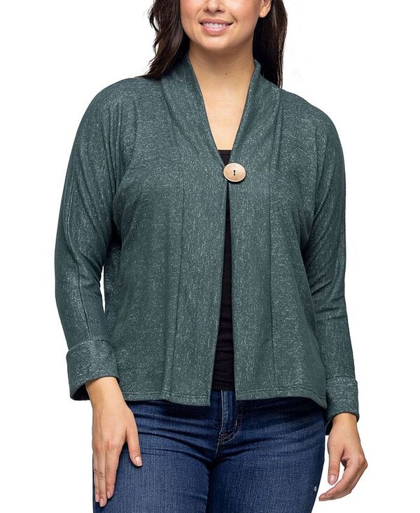24 セブンコンフォート レディース アウター ニット・セーター カーディガン 24seven Comfort Apparel Women's Single Button Front Long Sleeve Cardigan Hunter