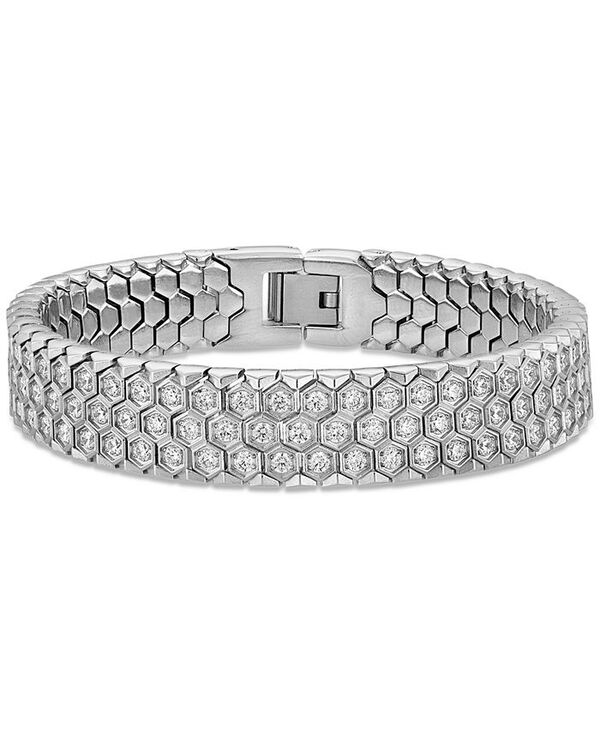 エスクァイア メンズ 添え物 ブレスレット・バングル・アンクレット ティーシャツ Esquire Men\u0027s Jewelry Cubic Zirconia Honeycomb Link Bracelet インチ Stainless Steel Steel