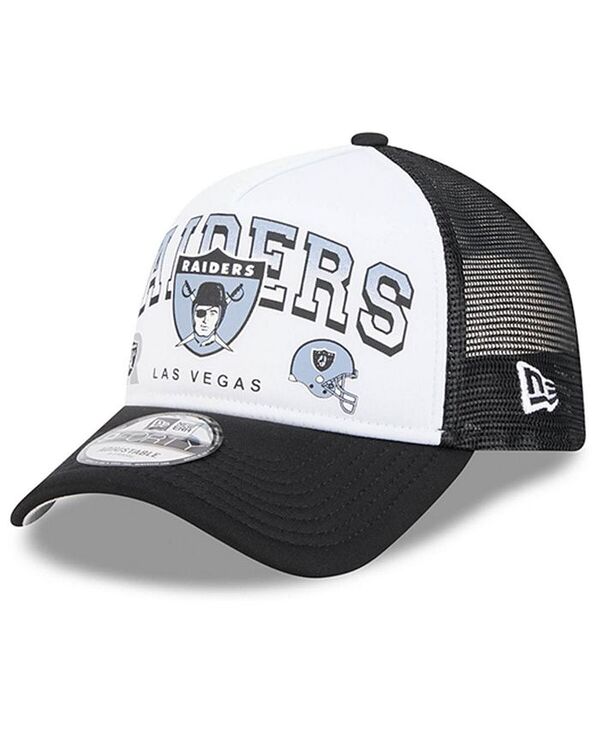 ニューエラ メンズ アクセサリー 帽子 New Era Men's White/Black Las Vegas Raiders Retro Wordmark A-Frame 9FORTY Adjustable Hat White Black ホワイト｜ReVida 店