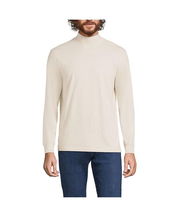 ランズエンド メンズ トップス Tシャツ タートルネック Lands' End Men's Super-T Mock Turtleneck Flax heather ヘザー