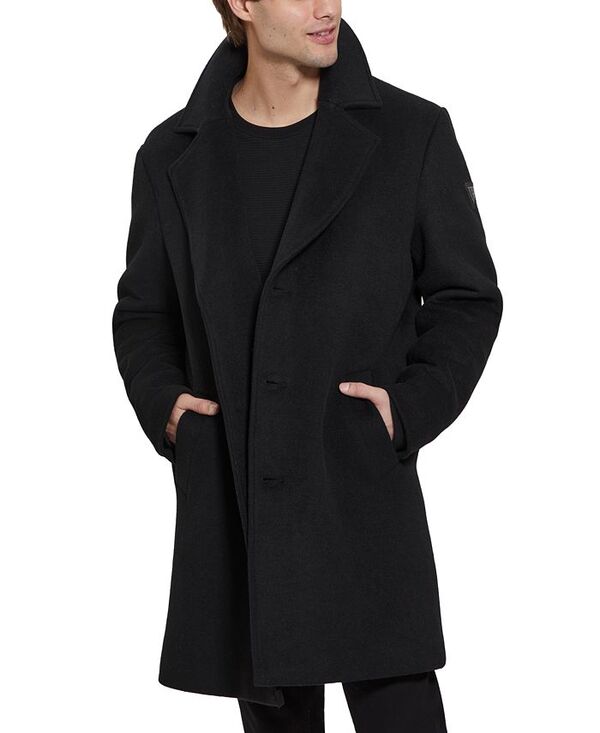 ゲス メンズ アウター ジャケット・ブルゾン キルティング ウール コート GUESS Men's Wool Blend Coat with Removable Quilted Bib Jet Black ブラック