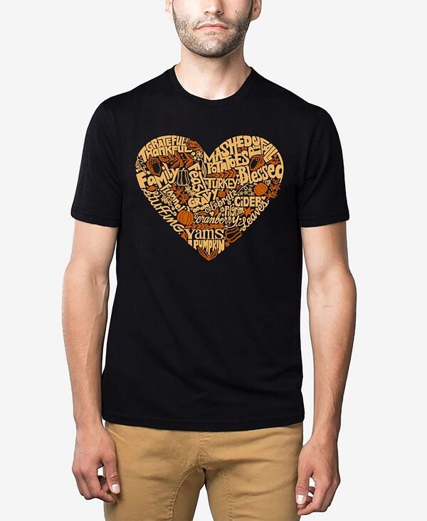 エルエーポップアート メンズ トップス Tシャツ LA Pop Art Men's Thanksgiving Heart Premium Blend Word Art T-Shirt Black ブラック