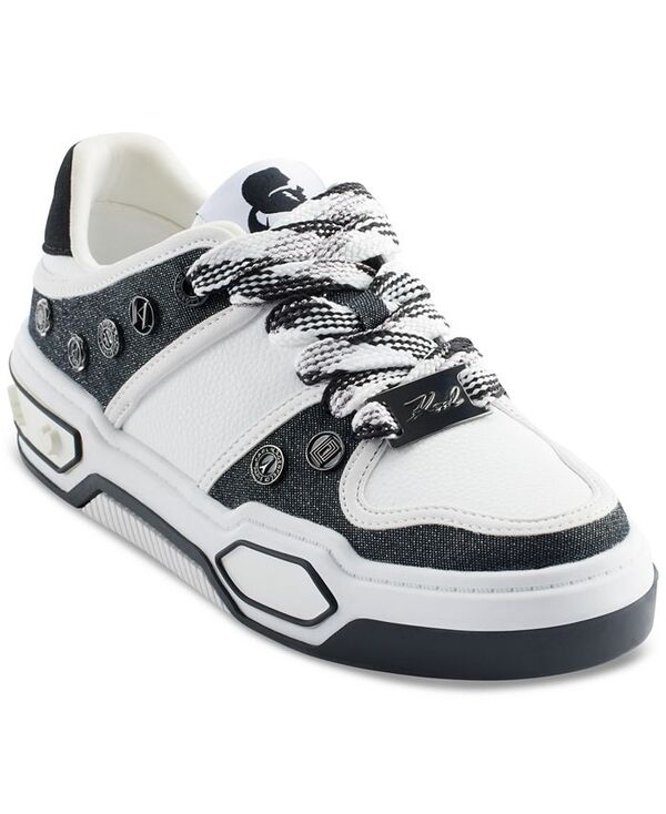 長い巻き毛 ラガーフェルド レディース シューズ スニーカー スピード競技 KARL LAGERFELD PARIS Women\u0027s Cyndra Lace Up Sneakers Black/ Bright White 白いこと